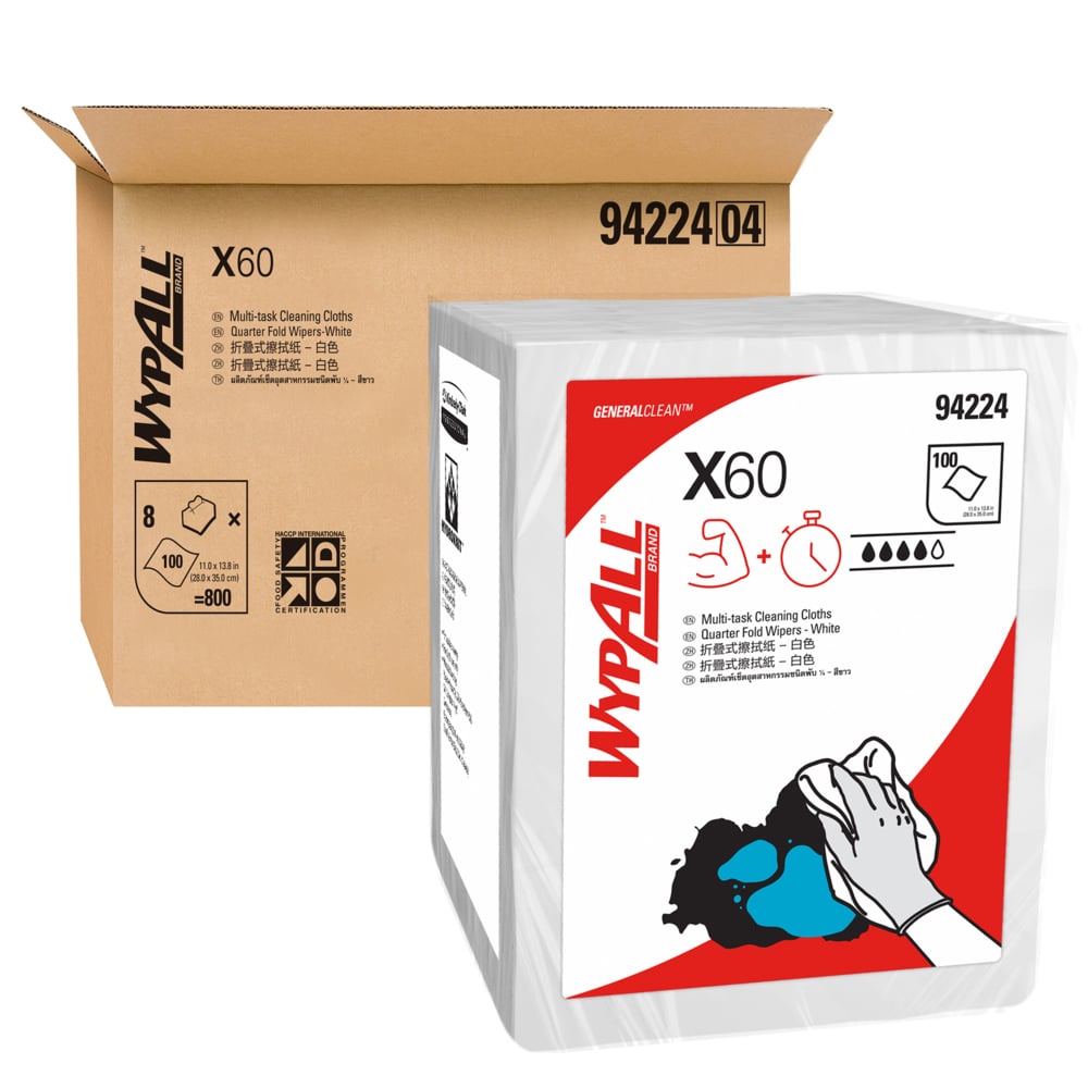 94224WYPALL* X60 四摺強化擦拭布(100張/8包)
